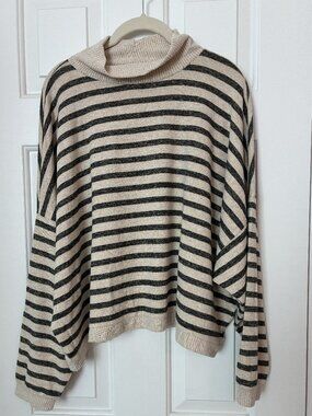 Lucky Brand Striped Sweater Beige Black